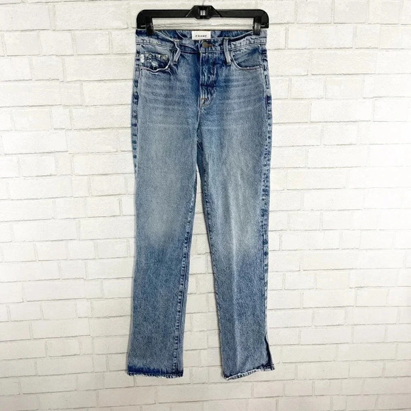 Frame Le Drew High Rise Bootcut Jeans in Cascade Blue Women's Waist Size 24 - Picture 2 of 9